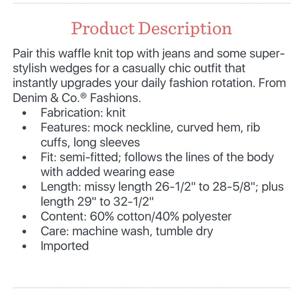 NWOT Mock neck waffle pullover shirt - Picture 7 of 8